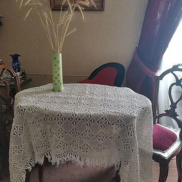 Винтаж: Скатерть вязаная винтаж 140 х 195 см. . Винтаж ручной работы - Ярмарка Мастеров Винтаж ручной работы. Ярмарка Мастеров - ручная работа Винтаж: Скатерть вязаная винтаж 140 х 195 см. Handmade.