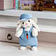 Белый кролик в комбинезоне и панаме. Игрушки. Мария Бородулина (maria-borodulina-toys). Ярмарка Мастеров.  Фото №5