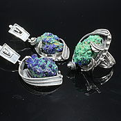 Украшения handmade. Livemaster - original item Jewelry Set Ring earrings azurmalachite Silver 925 ALS0035. Handmade.