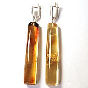 Украшения handmade. Livemaster - original item Long Amber Wand Earrings with inclusions.. Handmade.