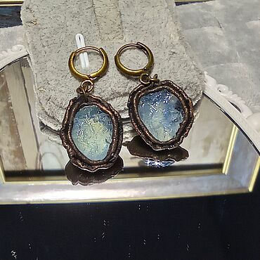Серьги с диким аквамарином.. . Украшения ручной работы - Ярмарка Мастеров Украшения ручной работы. Ярмарка Мастеров - ручная работа Серьги с диким аквамарином.. Handmade.