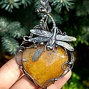 Украшения handmade. Livemaster - original item PENDANTS. sterling silver pendant. Pendant with dragonfly and simbircite.. Handmade.