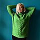 Зеленый свитер ручной вязки с добавлением мохера, Свитеры, Новосибирск,  Фото №1
