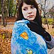 Батик палантин "Осенняя лазурь". Палантины. LoLo Женская одежда по вашим меркам. Ярмарка Мастеров.  Фото №5
