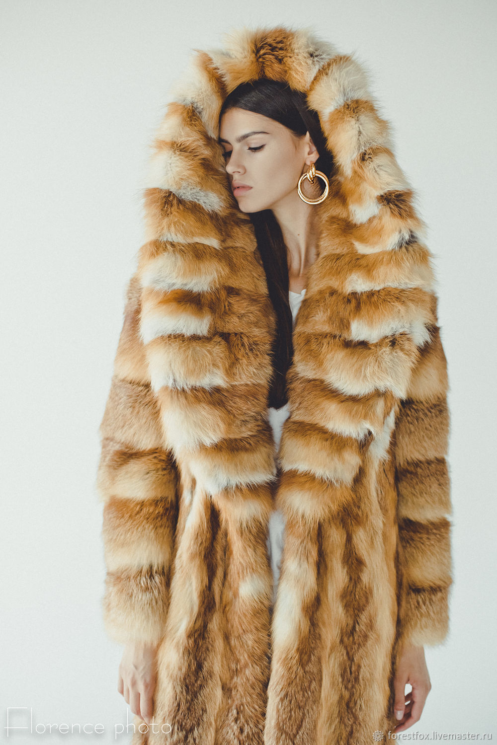 Hoodded Fox Fur Coat Women - Long Winter Coats, Fur Coats, Moscow,  Фото №1
