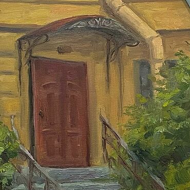 Картины и панно ручной работы. Ярмарка Мастеров - ручная работа Картины: Картина маслом в раме «Дворик детства». Handmade.