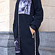 Женское весеннее пальто бомбер, длинное темно-синее пальто с лампасами. Пальто. Лариса дизайнерская одежда и подарки (EnigmaStyle). Ярмарка Мастеров.  Фото №5