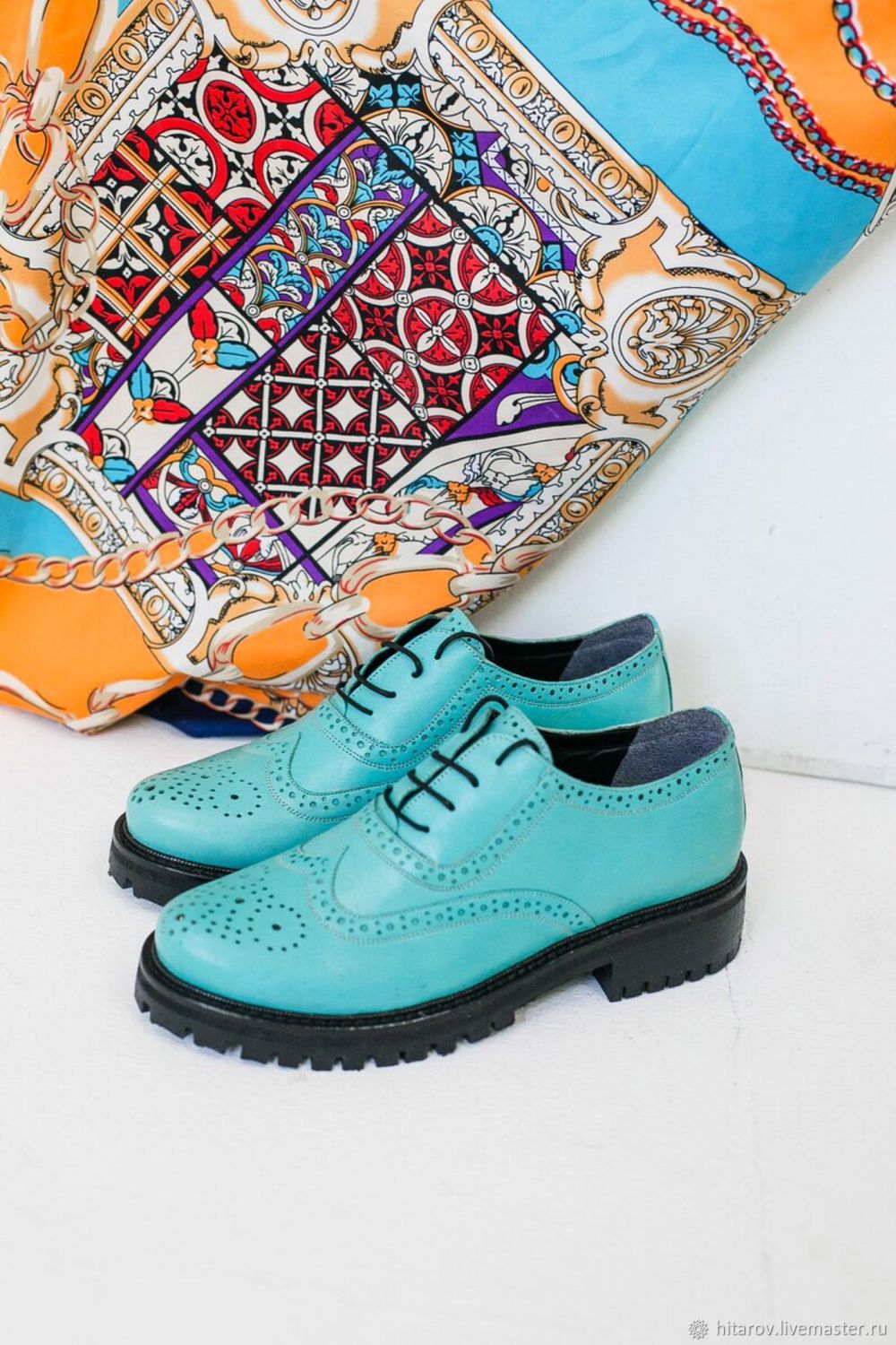 Shoes 'Oxford' turquoise, Oxfords, Moscow,  Фото №1