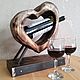 Подставка для вина из дерева и металла "Сердце". Подставки. Vasilev workshop. Интернет-магазин Ярмарка Мастеров.  Фото №2