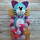The cat Is purple with a beaded toy, crochet, Teethers and rattles, Tomsk,  Фото №1