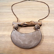 A necklace of wooden beads 