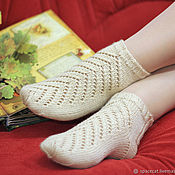 Аксессуары handmade. Livemaster - original item Openwork knitted socks Cosy socks baked milk. Handmade.