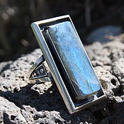Украшения handmade. Livemaster - original item Rectang Ring with kyanite in 925 silver ALS0013. Handmade.