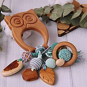 Работы для детей, handmade. Livemaster - original item Rodent rattle for a newborn Owl (a gift for a baby). Handmade.