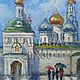 Небольшая картина маслом религия: У стен лавры. Дождь, Картины, Москва,  Фото №1