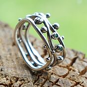 Серебряное кольцо с моховым агатом "Один день"