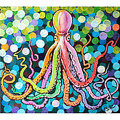 Картины и панно handmade. Livemaster - original item The big picture "Rainbow Octopus". Handmade.