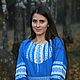 Платье льняное Благополучие синее. Народные платья. Берегиня - Русский стиль. Ярмарка Мастеров.  Фото №11