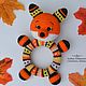 Order Fox cub Round rattle on a wooden ring crocheted. Zzabava. Livemaster. . Teethers and rattles Фото №3