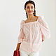 Women's Blouse Pink Camomile Cotton Cambric Summer, Blouses, Novosibirsk,  Фото №1