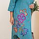 Linen shirt dress blue melange with bright embroidery. Dresses. NATALINI. Online shopping on My Livemaster.  Фото №2