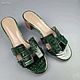 Sandals made of genuine crocodile leather, in green color. Slingbacks. SHOES&BAGS. My Livemaster. Фото №6