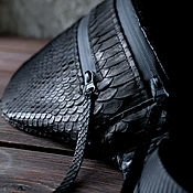 Сумки и аксессуары handmade. Livemaster - original item Waist bag made of genuine black Python leather Black dragon. Handmade.