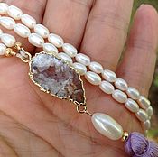 Украшения handmade. Livemaster - original item Long with pendant of pearls with drosou and tassel.. Handmade.