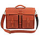 Leather briefcase 'Miron' (red). Brief case. Russian leather Guild. My Livemaster. Фото №5