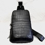 Сумки и аксессуары handmade. Livemaster - original item Men`s Crossbody Bag, Genuine Crocodile Leather, Black Color.. Handmade.