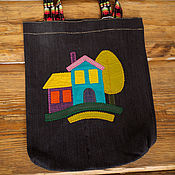 Сумки и аксессуары handmade. Livemaster - original item Bag - shopper  "Funny Turquoise houses". Handmade.