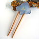 Wooden stud made of beech with Hydrangea flower Blue Tenderness. Hairpin. WonderLand. My Livemaster. Фото №5
