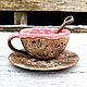 Чайный набор "Натура" нежно-розовый, чашка + блюдце + ложка, Чайные пары, Москва,  Фото №1