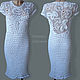 White knitted dress with lace inserts, Dresses, Stary Oskol,  Фото №1