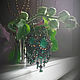 Green earrings-malachite, gold beads, faceted black crystals. Earrings. ssowl. Online shopping on My Livemaster.  Фото №2