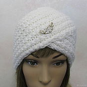 Аксессуары handmade. Livemaster - original item Knitted turban, snow-white with lurex, a gift.. Handmade.