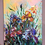 Картины и панно handmade. Livemaster - original item Pictures: Oil painting colored Irises. Handmade.