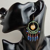 Украшения handmade. Livemaster - original item Citrine Ethnic Boho Earrings with lapis lazuli and ruby. Handmade.