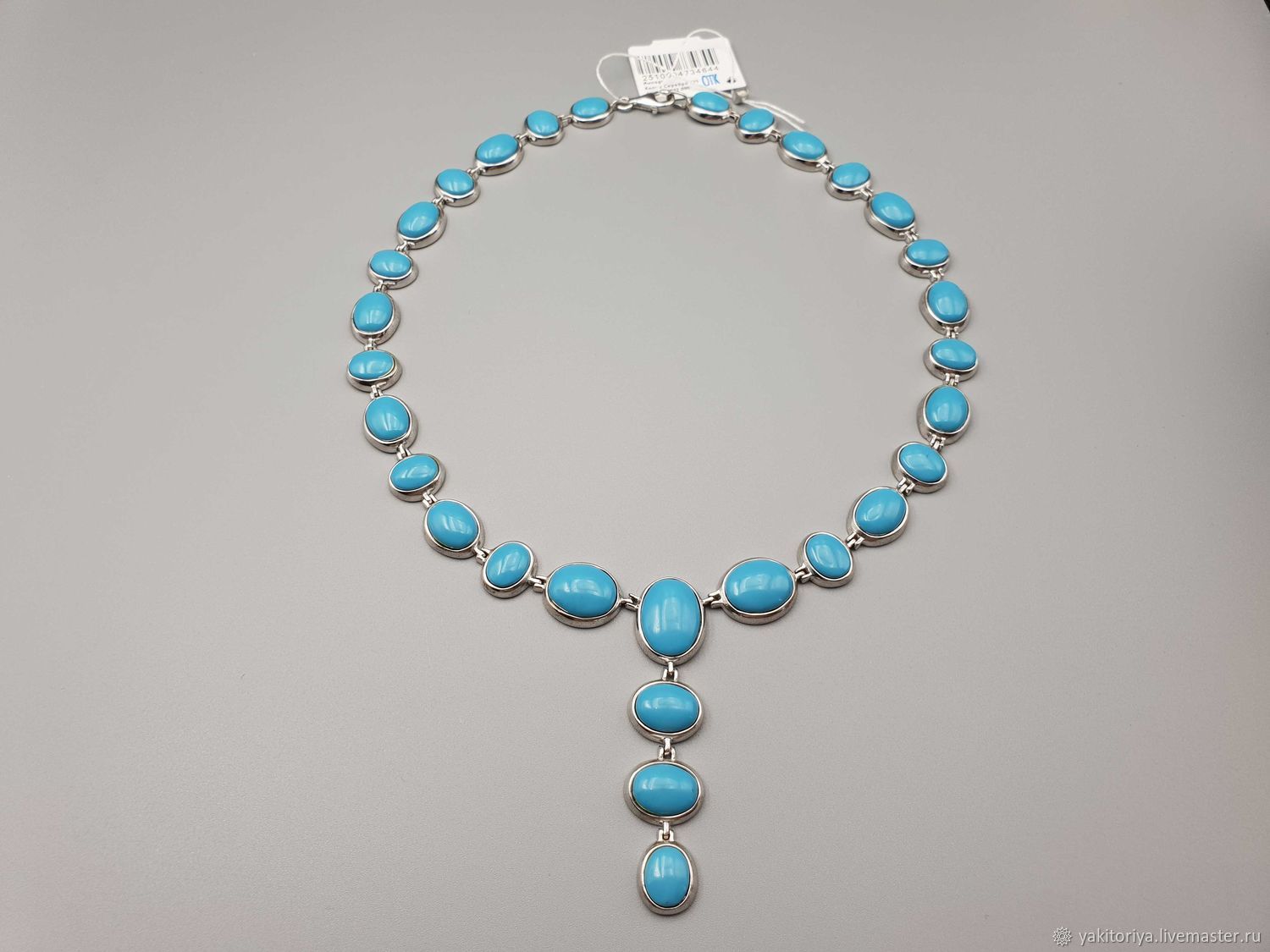 Silver necklace with turquoise, Necklace, Moscow,  Фото №1