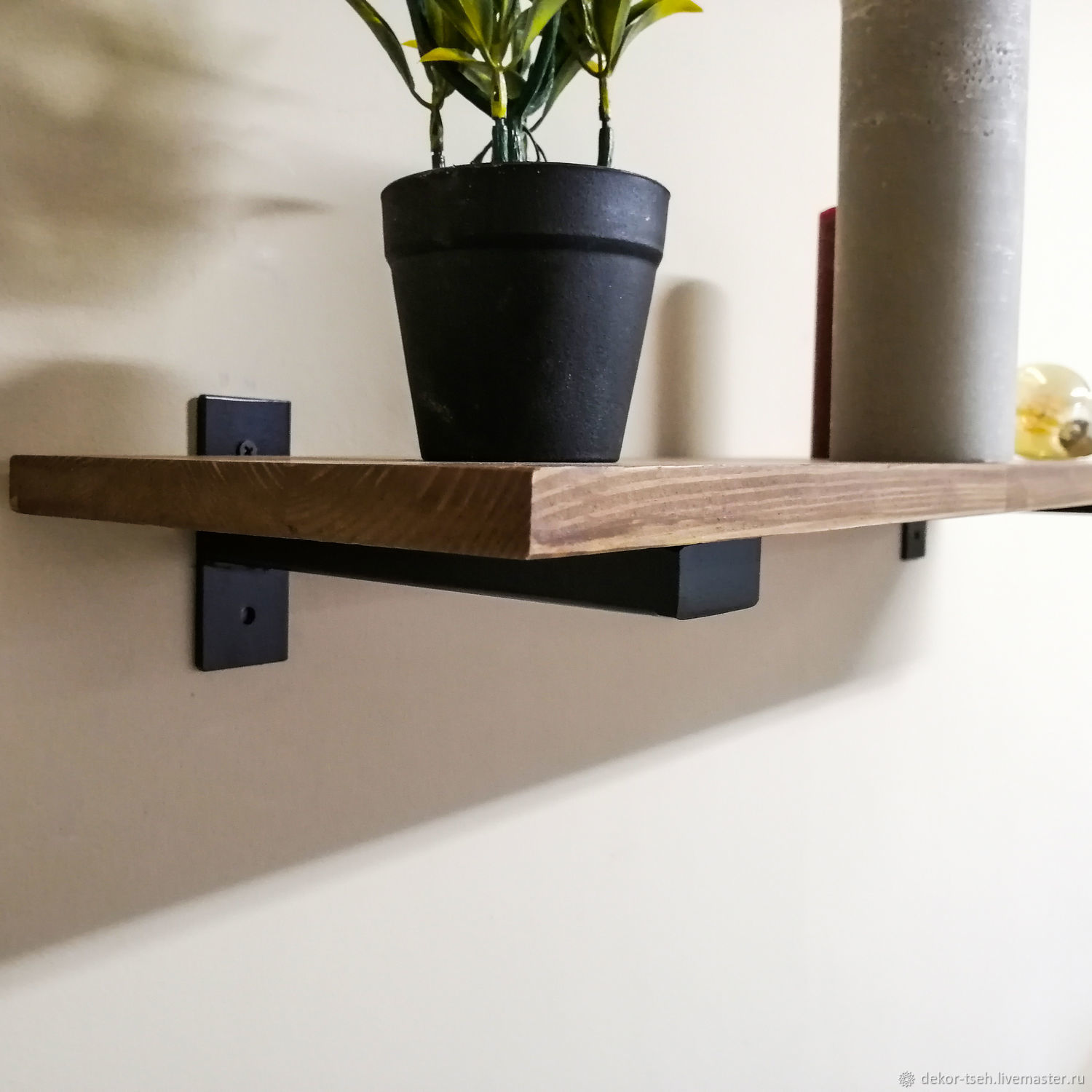Wall shelf made of wood and pipes in Loft style купить на Ярмарке