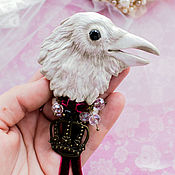 Украшения handmade. Livemaster - original item Brooch crow white. Handmade.