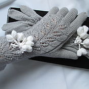 Аксессуары handmade. Livemaster - original item Gloves grey Merino with silk. Handmade.