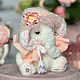 Слоненок в персиковом воротнике. Тедди Зверята. MyTeddyStore. Ярмарка Мастеров.  Фото №4