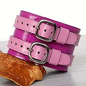 Украшения handmade. Livemaster - original item Purple Pink Wide Leather Bracelet, Custom Leather Cuff. Handmade.