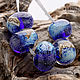 Space - set of 5 lampwork beads - dark blue silver transparent gray, Beads1, Moscow,  Фото №1