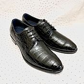 Обувь ручной работы handmade. Livemaster - original item Genuine crocodile leather Derby, in black, in stock!. Handmade.