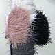 Braid of ostrich feathers 10-15 cm black, white, gray, braid, Moscow,  Фото №1