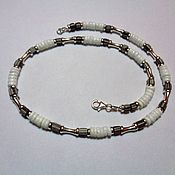 Украшения handmade. Livemaster - original item Men`s choker made of 925 silver, shells and African glass beads. Handmade.