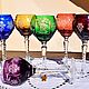 'Anna Hutte'.  Set of colored crystal wine glasses, Vintage glasses, Trier,  Фото №1