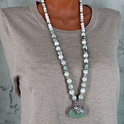 Украшения handmade. Livemaster - original item Long necklace beads with a pendant made of agate 